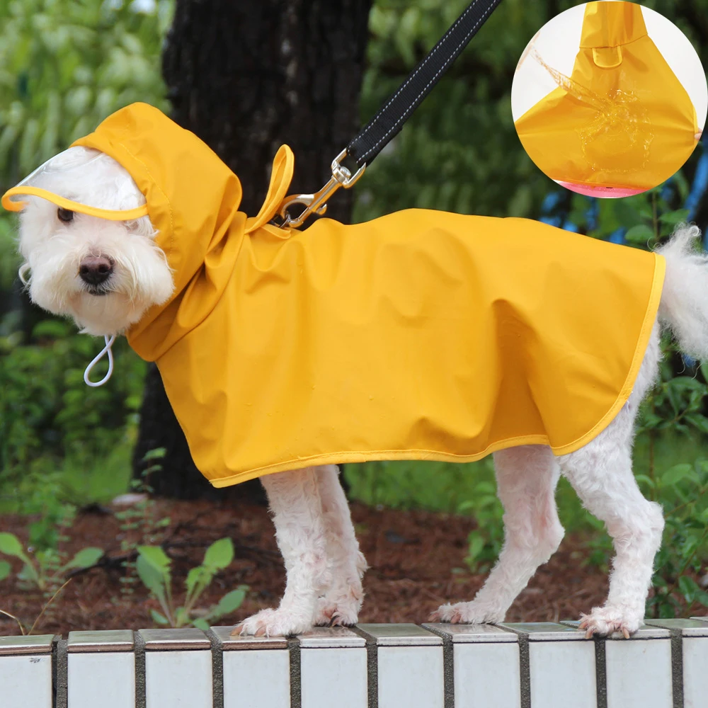 For Small Medium Big Dogs Outdoor Soft Pet Cat Rainwear Cute Yellow Puppy Rain Coat Pug Teddy