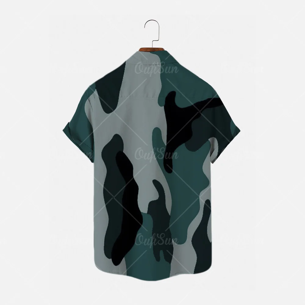 

2022 Men's shirt casual camouflage print Hawaiian shirt short sleeve button lapel shirt Harajuku summer men's shirt men's shirt