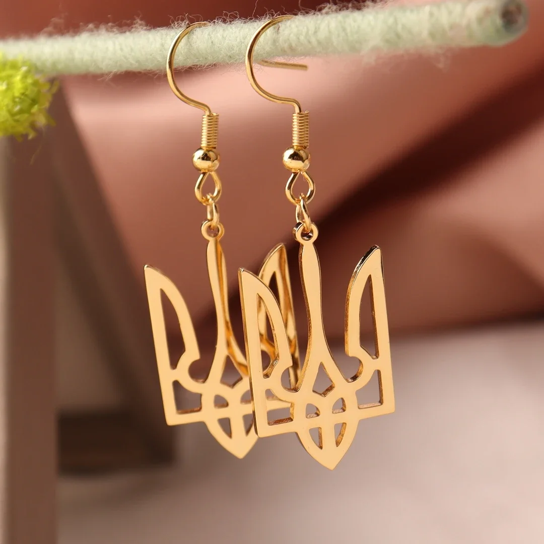 Серьги-подвески из нержавеющей стали с изображением национальных символов