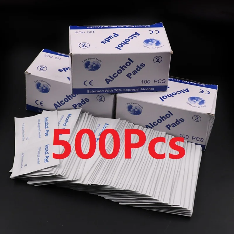 

500pc Alcohol Wipe Pads Disinfectant Wipes Disinfection Alcohol Pack Nail Art Cleaning Cotton Skin Clean Care Outdoor Equipment