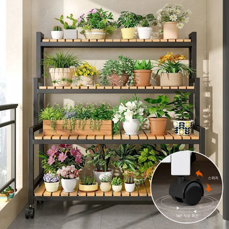 

Многофункциональная железная полка с колесами, 100 см, 3 места