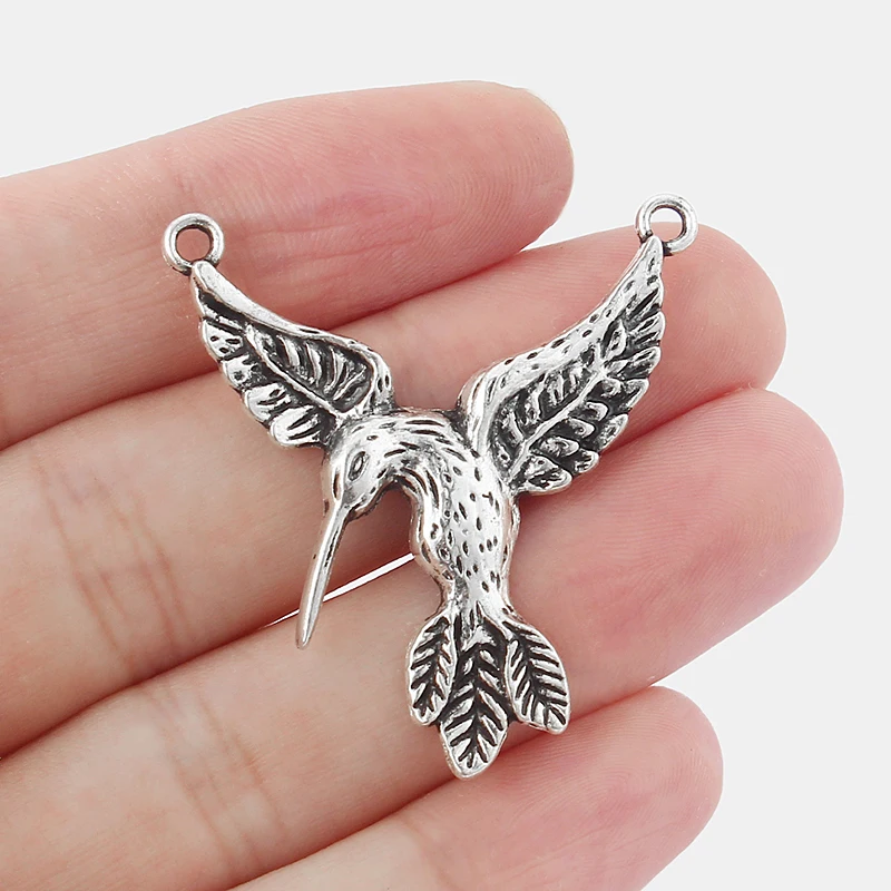 

10Pcs Tibetan Silver Hummingbird Charms Leaf Feather Wings Pendant For DIY Jewelry Necklace Bracelet Making Findings