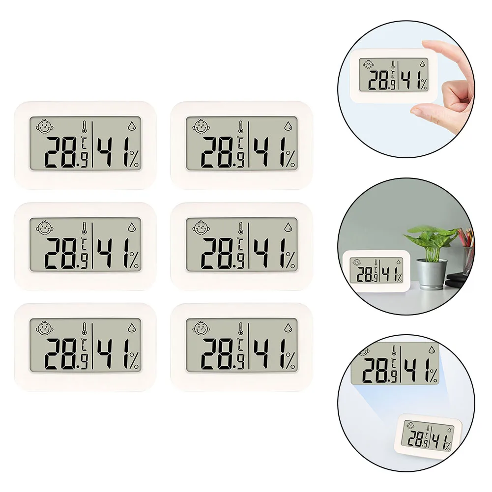 3/6Pcs Mini Temperature And Humidity Meters With A Clear Screen Large Font Miniature Digital For Greenhouses Wine Cellars