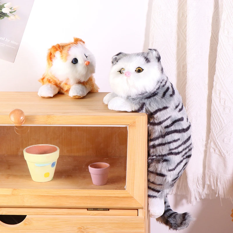 Реалистичная пушистая подвесная кошка имитация плюшевой куклы-кошки подвесной