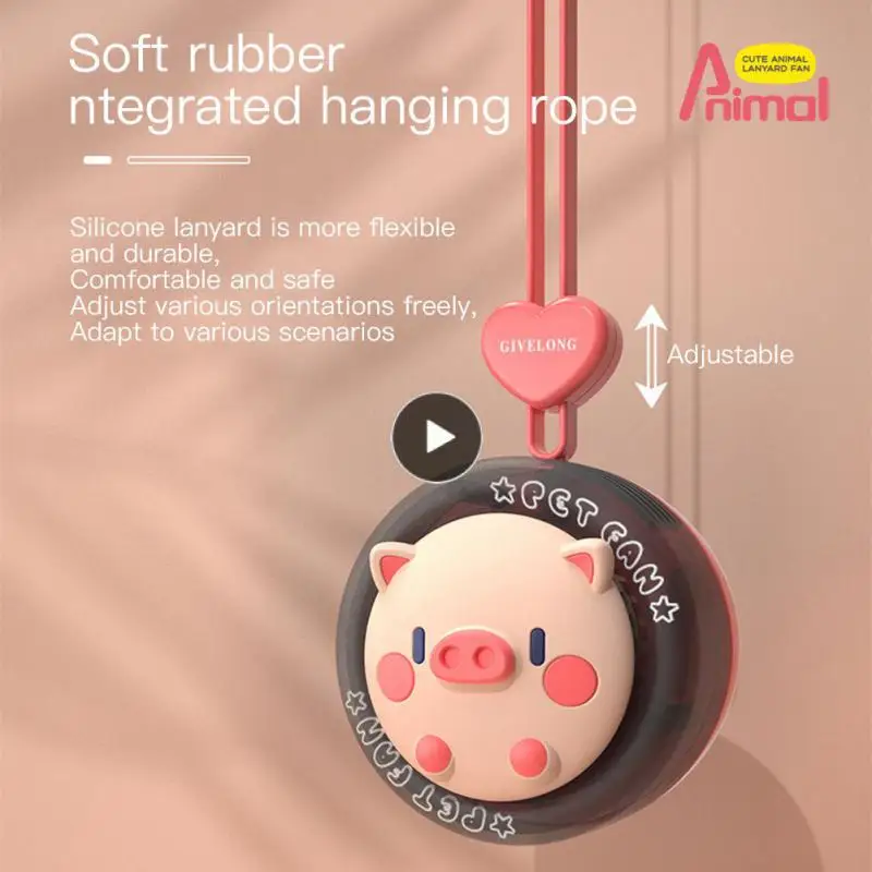 

Hanging Neck Fans Mini Handheld Charge Fan Three-gear Speed Regulation Mute Animal Cartoon Desktop Fans Air Cooler Cooling Fans