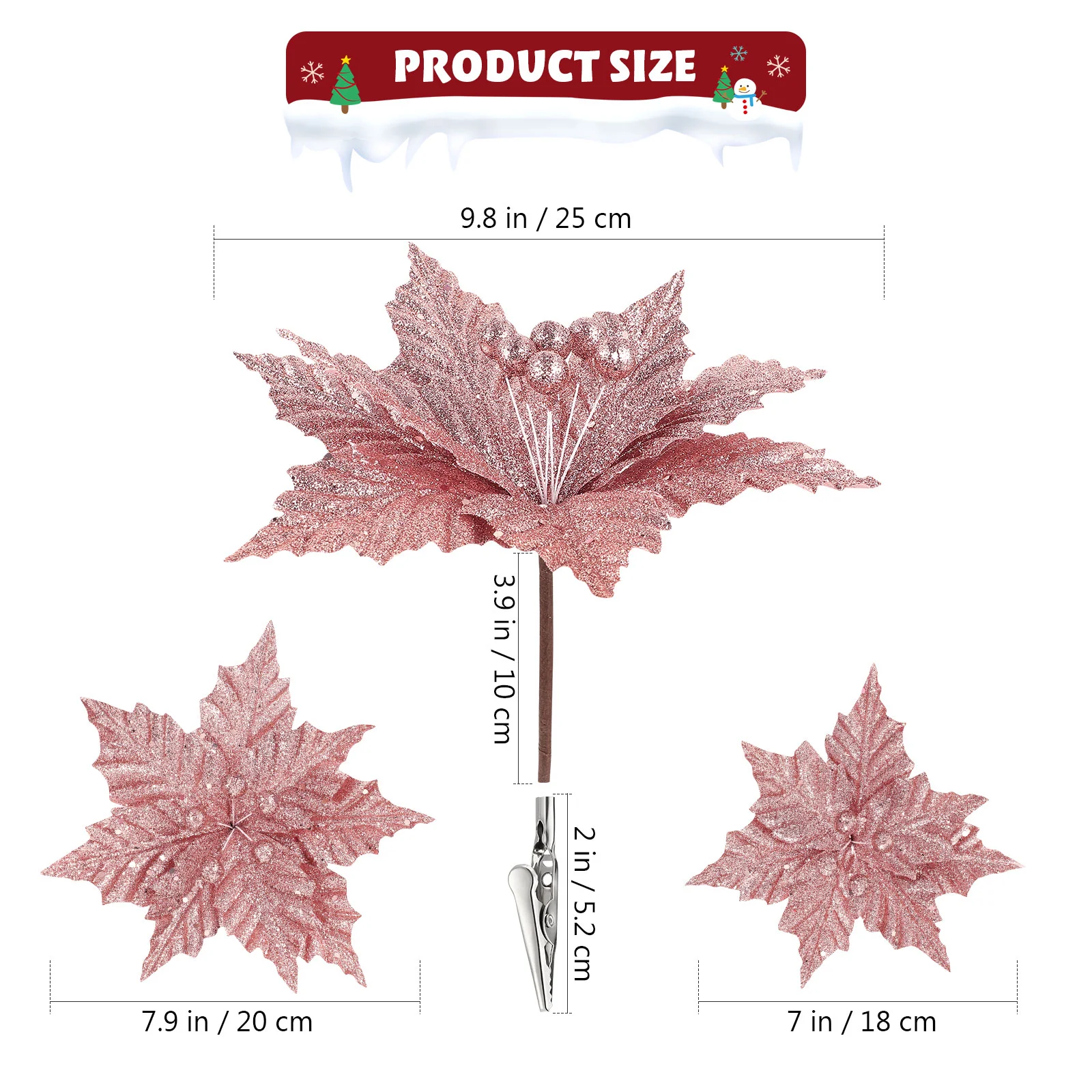 

Flowers Christmas Artificial Poinsettia Tree Flower Decorations Glitterfake Xmasornaments Decor Poinsettias Stem Clips Gold