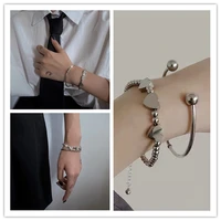 2 pcs personalized versatile love bracelet female sweet simple peach heart bracelet opening adjustable lover hand jewelry gift