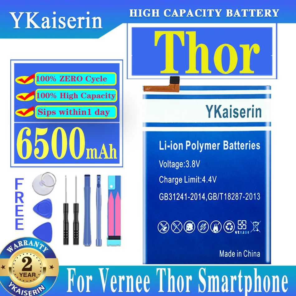 

100% New For Vernee Battery High Quality 6500mAh Battery Replacement For Vernee Thor Smartphone