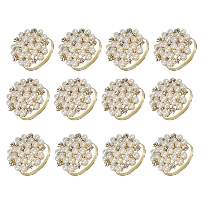 

72 Pack Pearls Napkin Rings,Delicate Alloy Napkin Holder Ring Buckles For Thanksgiving,Christmas,Wedding,Parties,Holiday