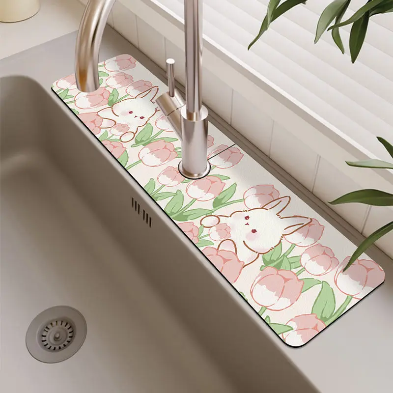 

Cartoon Diatomaceous Mud Faucet Pad Kitchen Water Absorption Anti Slip Pad Tabletop Drainage Pad Household Anti-splash Pad ZD763