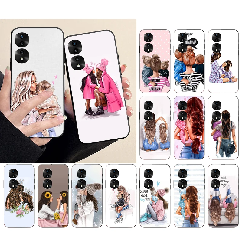 

Mother Mom Daughter Son Phone Case for Huawei Honor X9 X8 X7 X6 70 50 60 Pro 10X 20 Lite 8A 8S 8X 9X 9A 9S 10i Funda