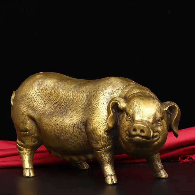 Латунное украшение в виде Свинки большая медная свинка Каролина коричневая