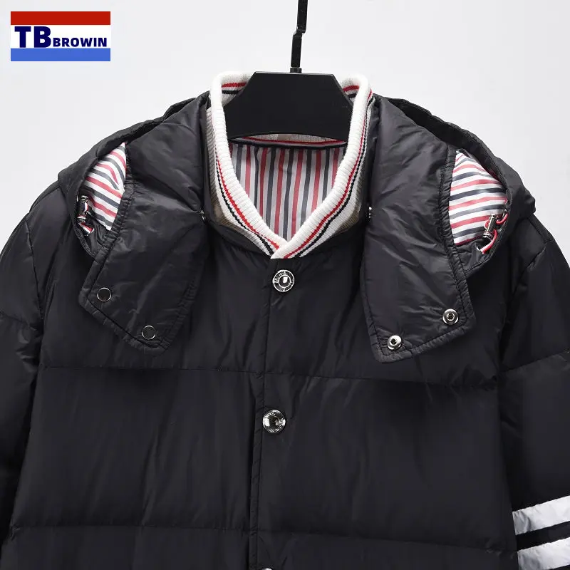 Hip Hop Down Jacket Parka Winter Jackets For Men TB Oversize Windbreaker Streetwear Harajuku Padded Jacket Coat Warm Outwear