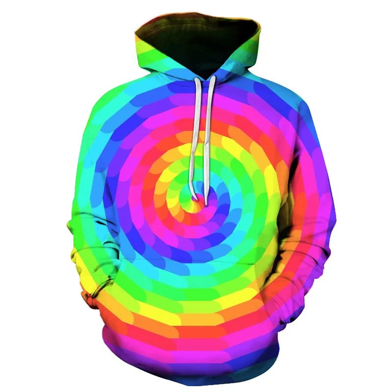 

New Men's Rainbow Vortex 3D Printed Hooded Sweatshirt Casual Fashion Y2K Pullover Hoodies women Tracksuit Oversized Sudaderas