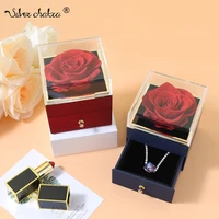 new valentines day gift box eternal rose flower drawer earrings ring necklace sets boxes jewelry packaging storage organizer