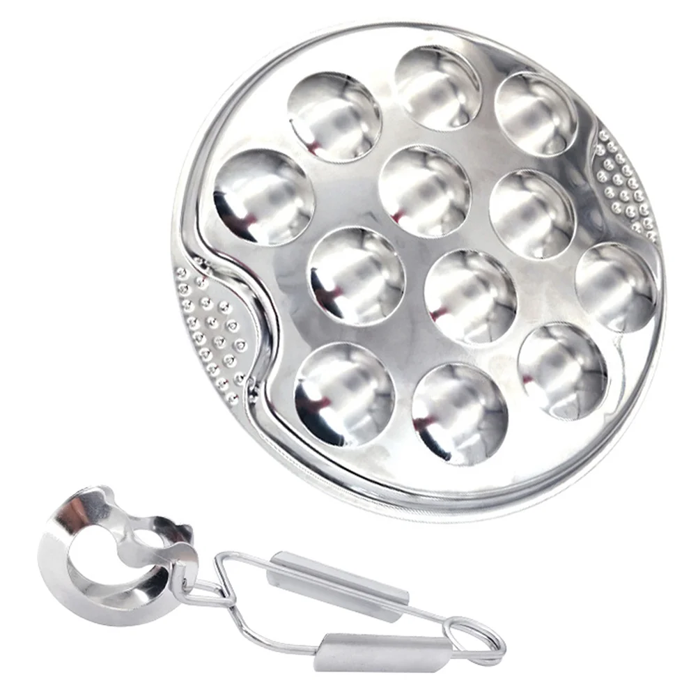 

Escargot Plate Dish Snail Baking Cooking Serving Tray Set Snails Holes French Tongs Shell Dishes Conch Ceramic Clips Mushroom