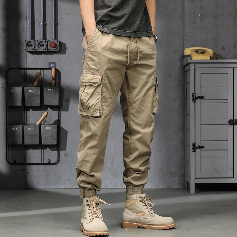 

Summer Men's Drawstring Pants Tie Feet Overalls Men Overalls Men Loose Cotton Pants Male Cargo Pants For Men Trousers Size 28-38
