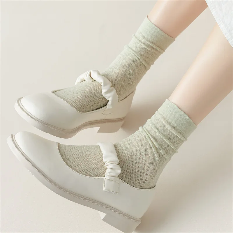 Women Socks Velvet Soft Breathable Colorful Loose No Pilling Ice Thin Loose Sock Fashion Girls Sox College Style Solid Color