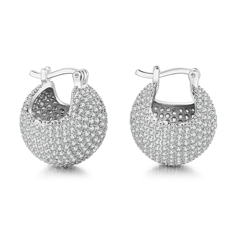 Huitan Женские Модные Серьги-кольца Micro Pave CZ Круглой Формы Серебро/золотые