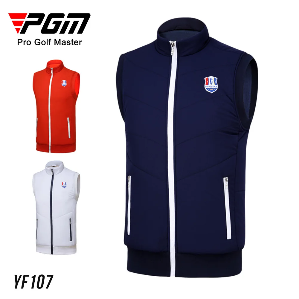 PGM Autumn Winter Men's Golf Vest Outdoor Thick Warm Waistcoat Golf Clothing Thickened Fleece Warm Golf Sport Sleeveless Jacket