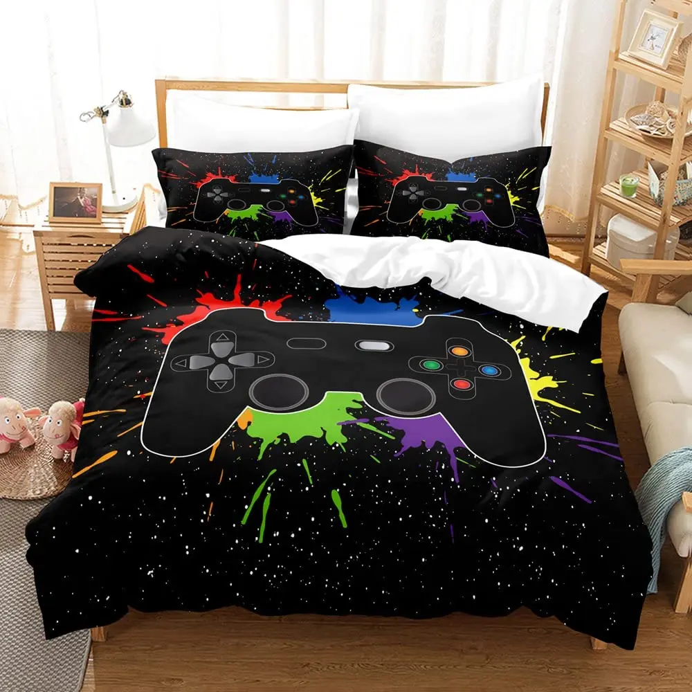

Gamer Bedding Set For Boys Teenagers Video Game Quilt Cover Gaming Duvet Cover Set Kids Bedroom Decor 3D Printed Bedspread