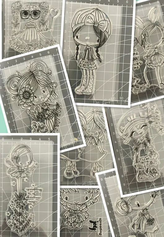 Girl Transparent Silicone Clear Rubber Stamp Sheet Cling Scrapbooking DIY Cute Pattern Photo Album PaperCard Decor |