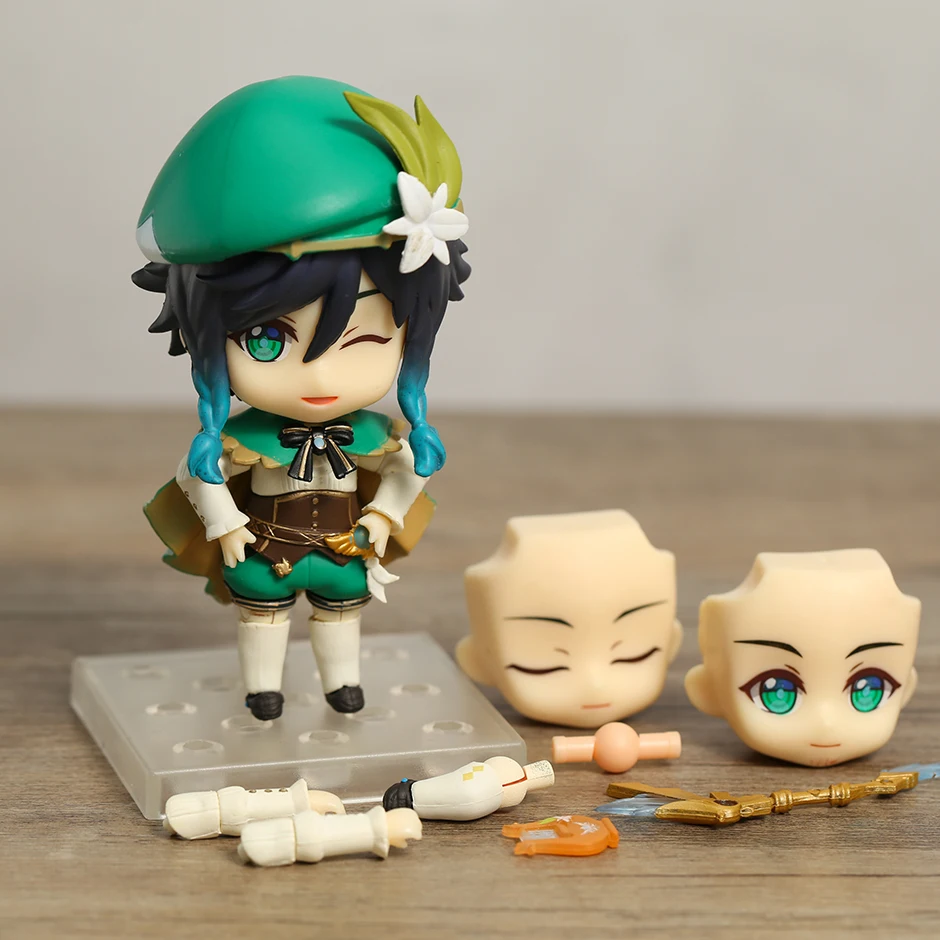 

Genshin Impact Barbatos 1795 Aether 1717 Lumine 1718 Q Face Doll PVC Movable Figurine with Accessories