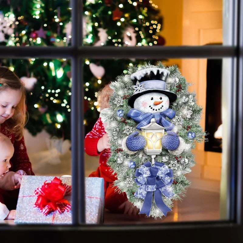 

2022 Christmas Home Decoration Stickers Tickers for Home Outdoor Window Snowman Wreath Xmas New Year Door Wall Party Decoration