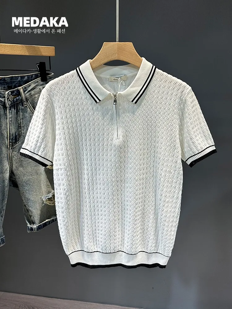 Летняя элитная повседневная красивая рубашка-поло с короткими рукавами мужская