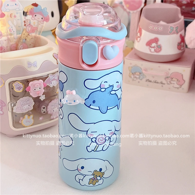 Розовый Sanrioed Kawaii мультяшный стикер соломенная бомба крышка термос чашка My Melody