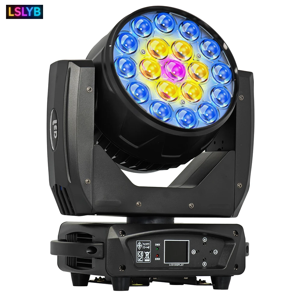 LSLYB 19x15W RGBW 4in1 Wash Zoom Светодиодный светильник с подвижной головкой DMX512 Эффект