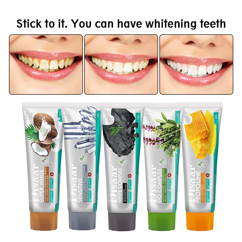 

Teeth Whitening Toothpaste Bamboo Charcoal & Coconut & Sage & Sea Salt & Honey Stain Remover Teeth Whitening Oral Hygiene Care