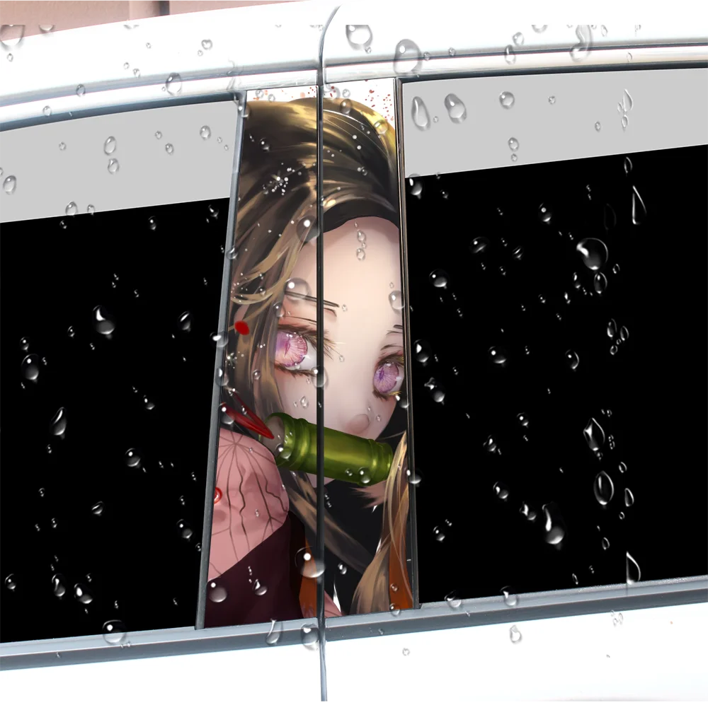 Аниме Nezuko автомобильные наклейки автомобильная виниловая наклейка B-pillar