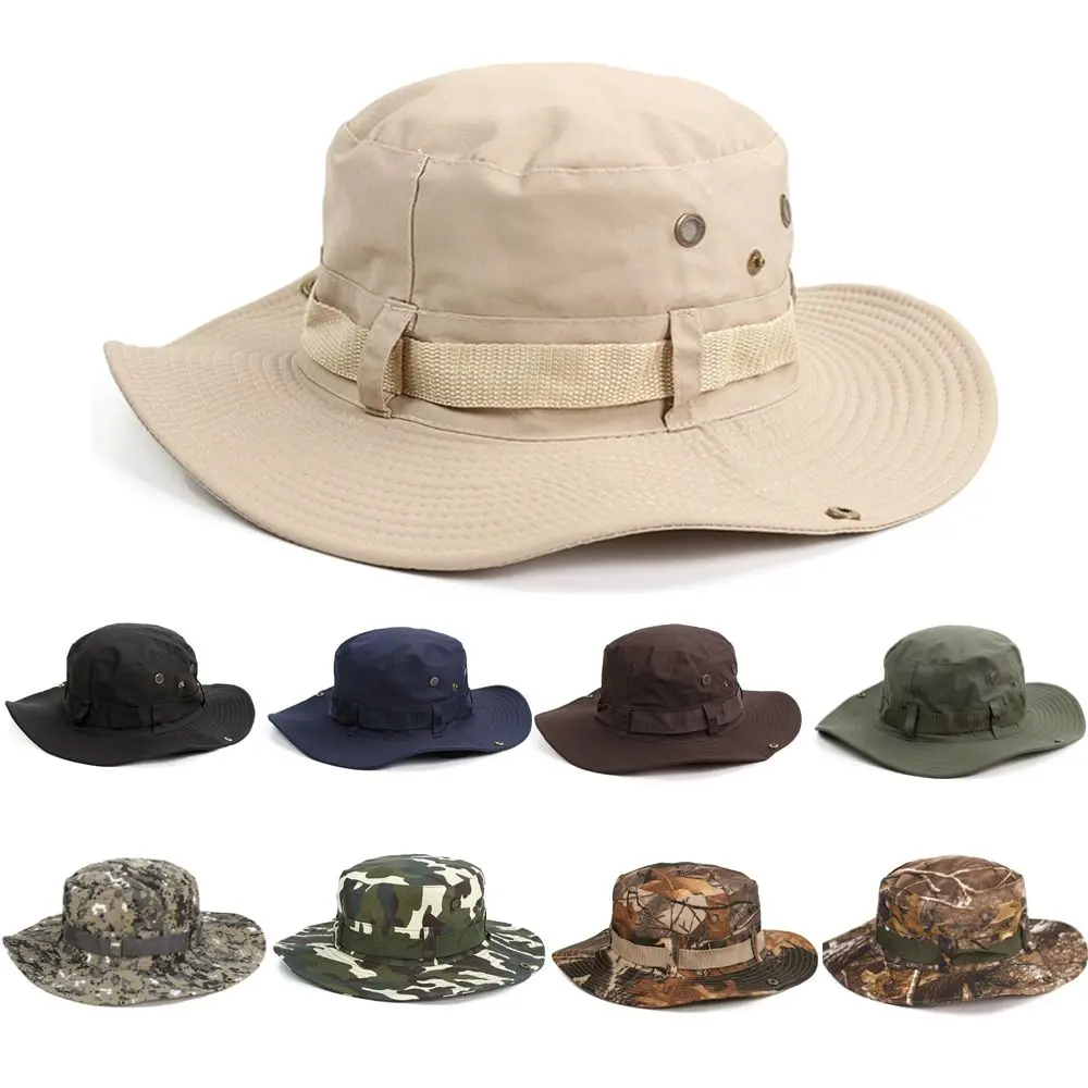 Açık erkek katı güneş şapkası kova şapka kargo Safari çalı ordu Boonie yaz orman balıkçılık şapkası