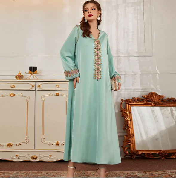 Ramadan Eid Mubarak Kaftan Satin Abaya Dubai Arabic Turkey Islam Indian Muslim Long Evening Dress For Women Robe De Soiree Femme