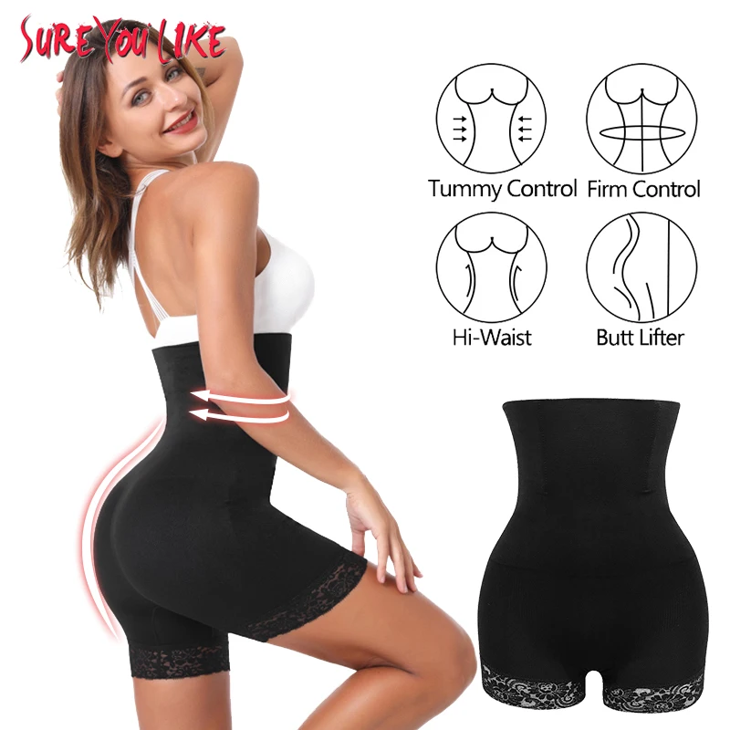 

SURE YOU LIKE Lace Tummy Control Seamless Shapewear For Women High Waist Trainer Body Shaper Underwear Butt Lifter Shaper Pants