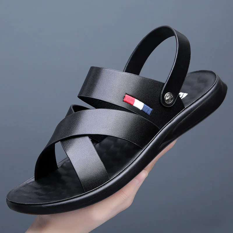 

Summer Brand Men's Sandals Fashion designer sandals Beach Leather Sandals mens High Quality Outdoor Casual Shoes big size：38-48