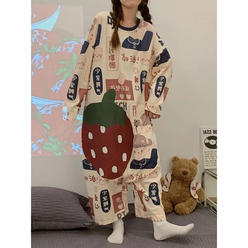 

Комбинезон свободная Милая мультяшная длинная Пижама пикантная ночная рубашка для сна Новая женская пижама и халат ночные рубашки домашняя одежда Пижама