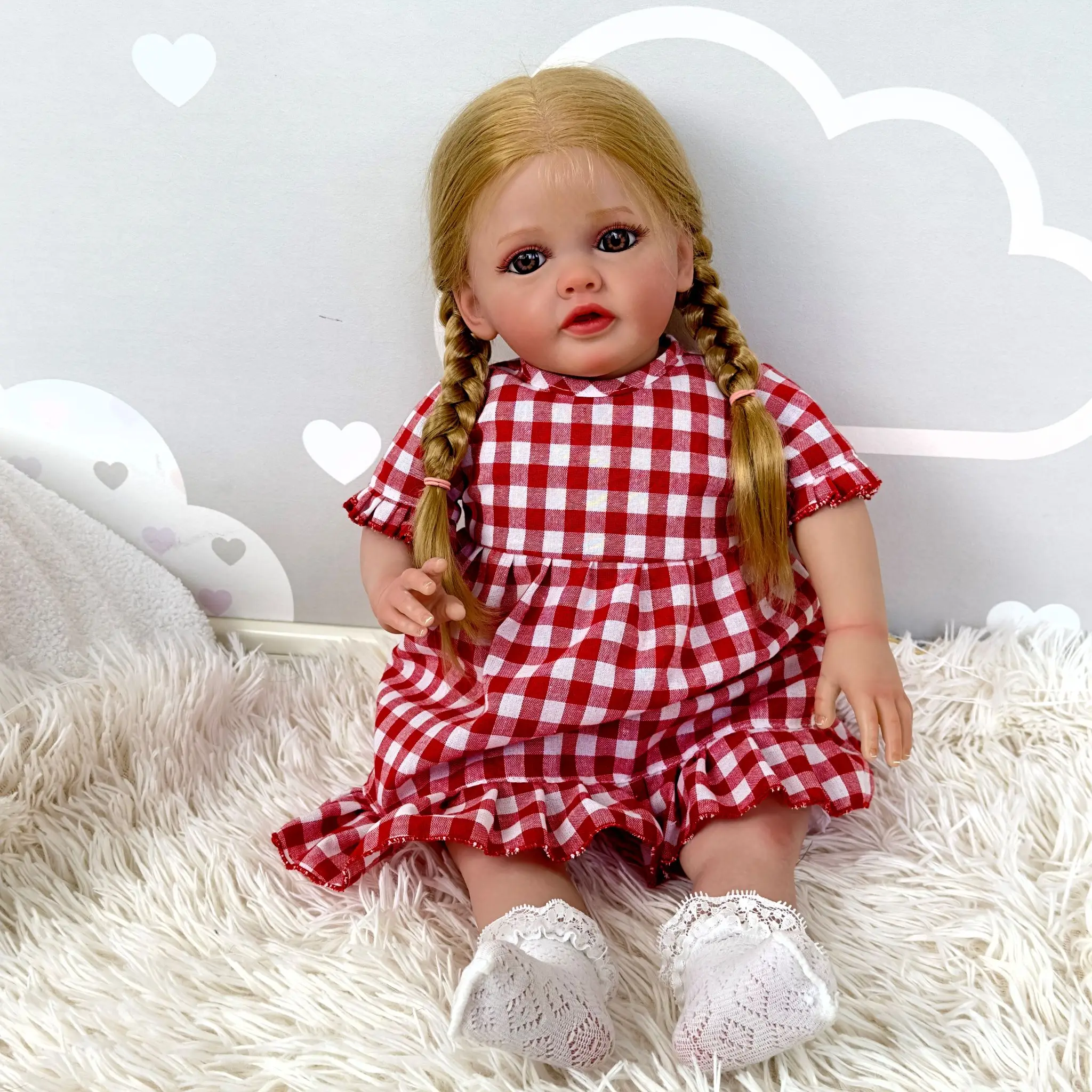24inch Betty Reborn Toddler Girl  Soft Cloth Body Rooted Blo