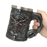 skull baphomet beer coffee mugs stainless steel tea wine cups creative drinkware
