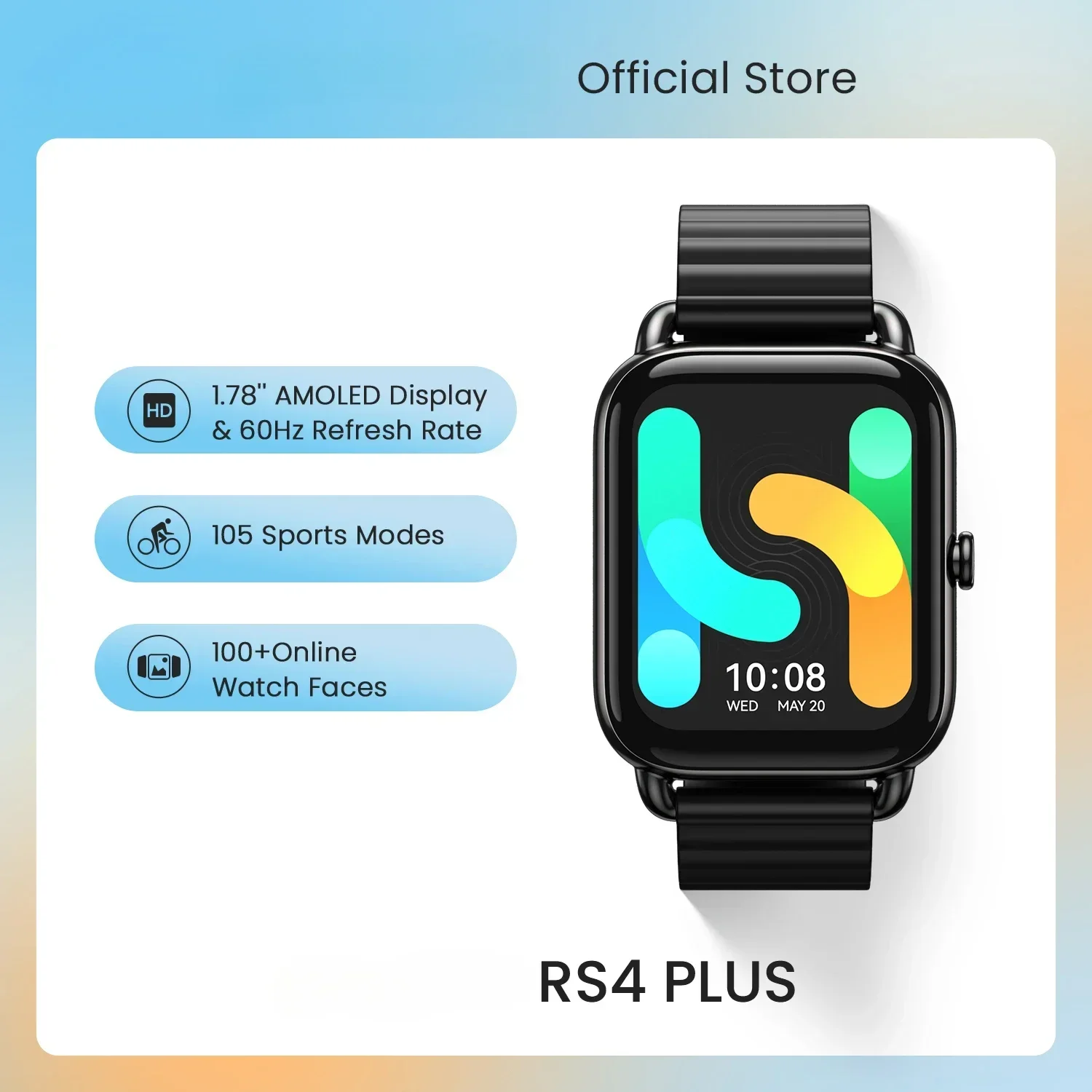 

RS4 Plus Smartwatch 1.78'' AMOLED Display 105 Sports Modes 10-day Battery Life Men and Women Smart Watch for HAYLOU Watches 2023