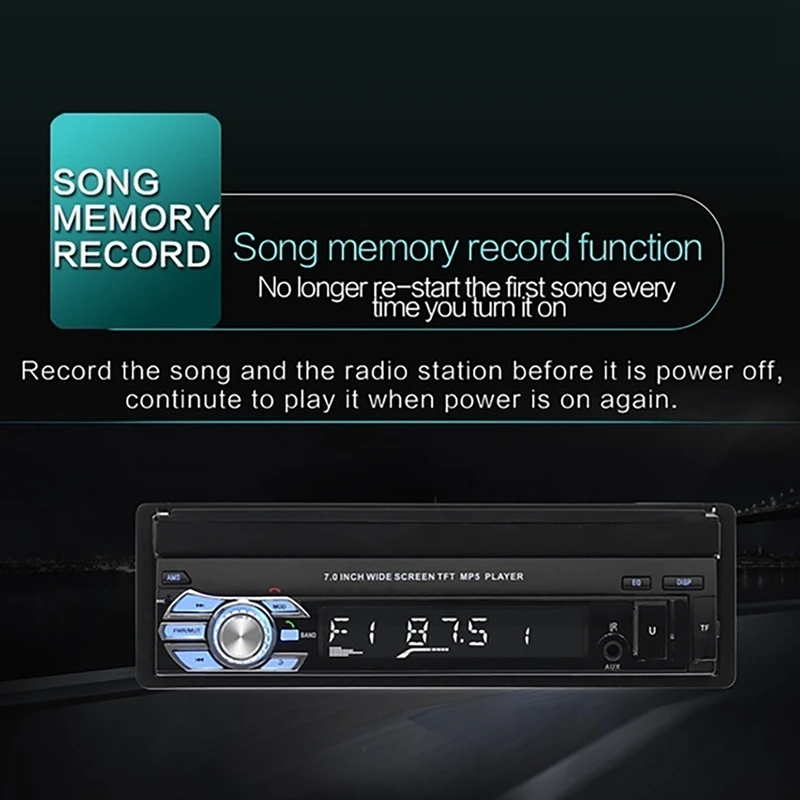 Выдвижной Экран для автомагнитолы 7-дюймовый автомобильный MP5-плеер 1 Din с