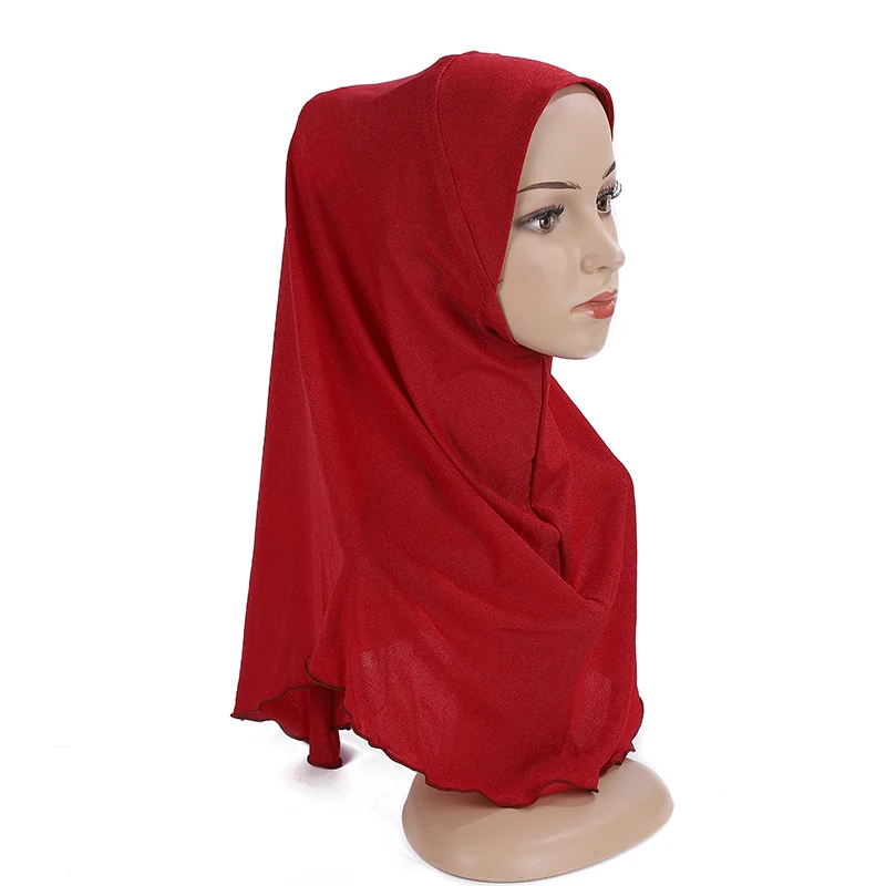 

H120a big girls plain hijab hats muslim scarf islamic headscarf hat amira pull on headwrap beautiful 10 years girl scarf