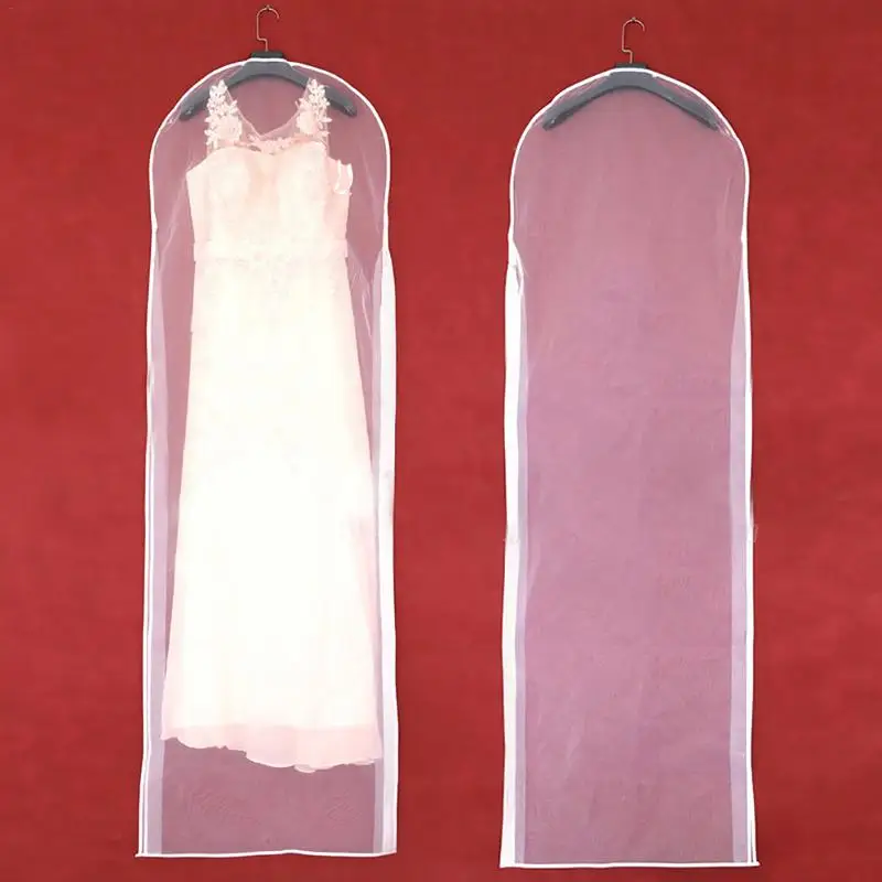 

Doublesided Transparent Tulle Crystal Yarn Wedding Bridal Dress Dust Cover With Zipper For Home Wardrobe Gown Storage Bag