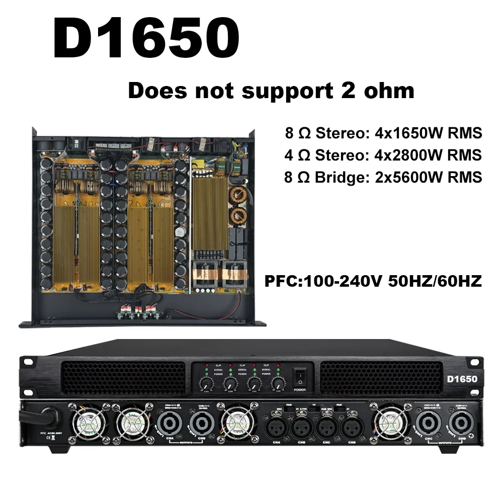 Фото ShennDare D2004 Профессиональный 2 Ом Стабильный 4X3800 Вт Цифровой Аудио Усилитель Мощности 4 Канала Класса D AMP DJ Сабвуфер Усилитель 4x2000 Вт 8 Ом Линейный Массив Акустических Предусилитель №3