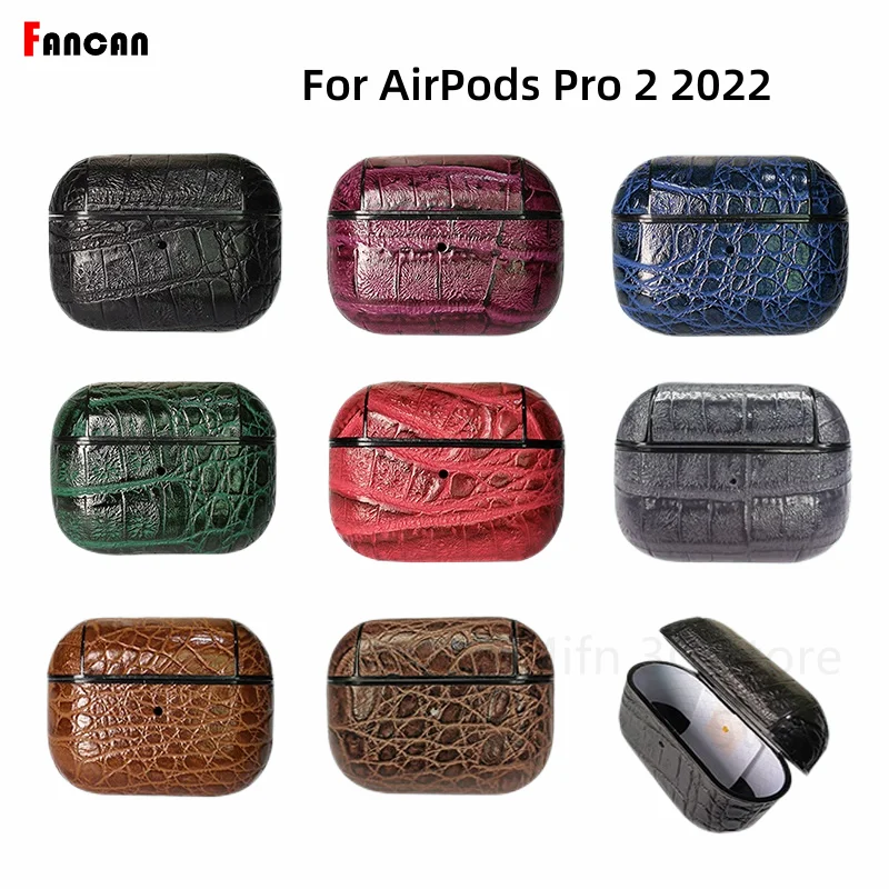 

Чехол для AirPods Pro, кожаный роскошный чехол с брелоком для ключей Pro 2 2022, противоударный жесткий чехол из поликарбоната с крокодиловым узором ...