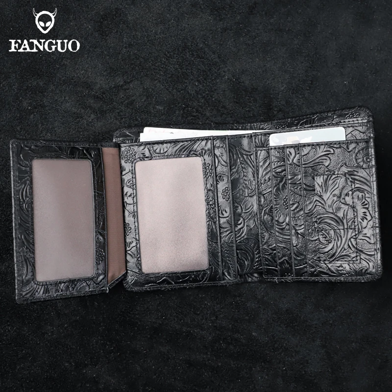 Винтажный Мужской кошелек из натуральной кожи с RFID-защитой и слотом для SD-карты