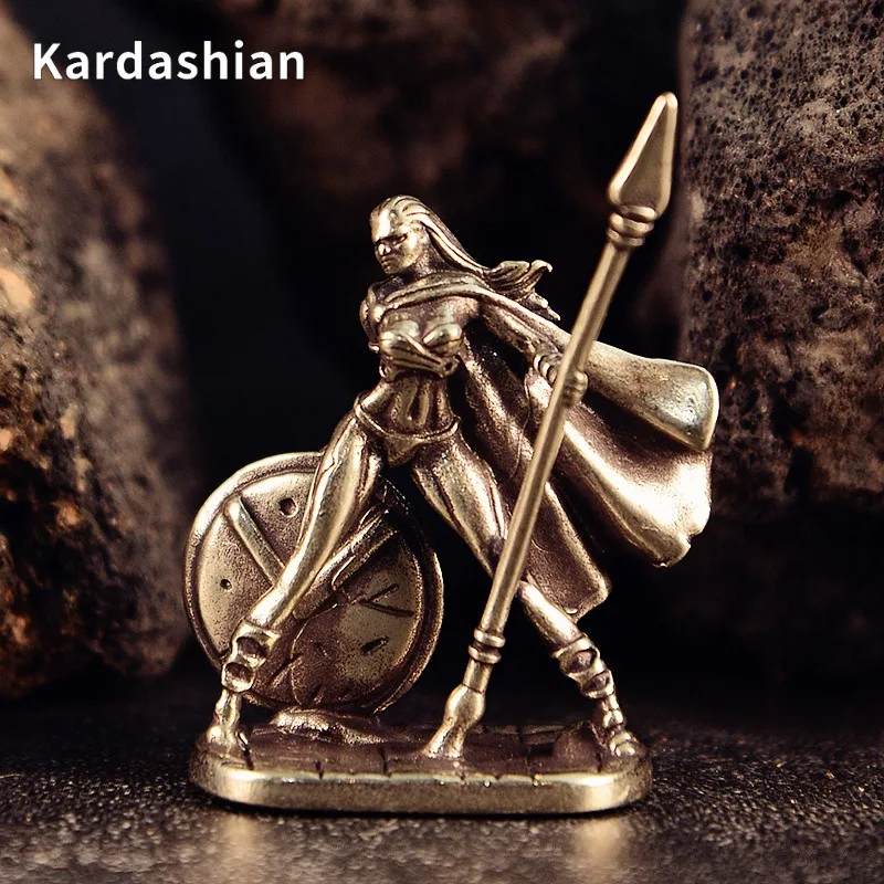 Спартанский солдат, желтая бронза, Коллекционная военная модель, украшение для рабочего стола для мальчиков, подарок