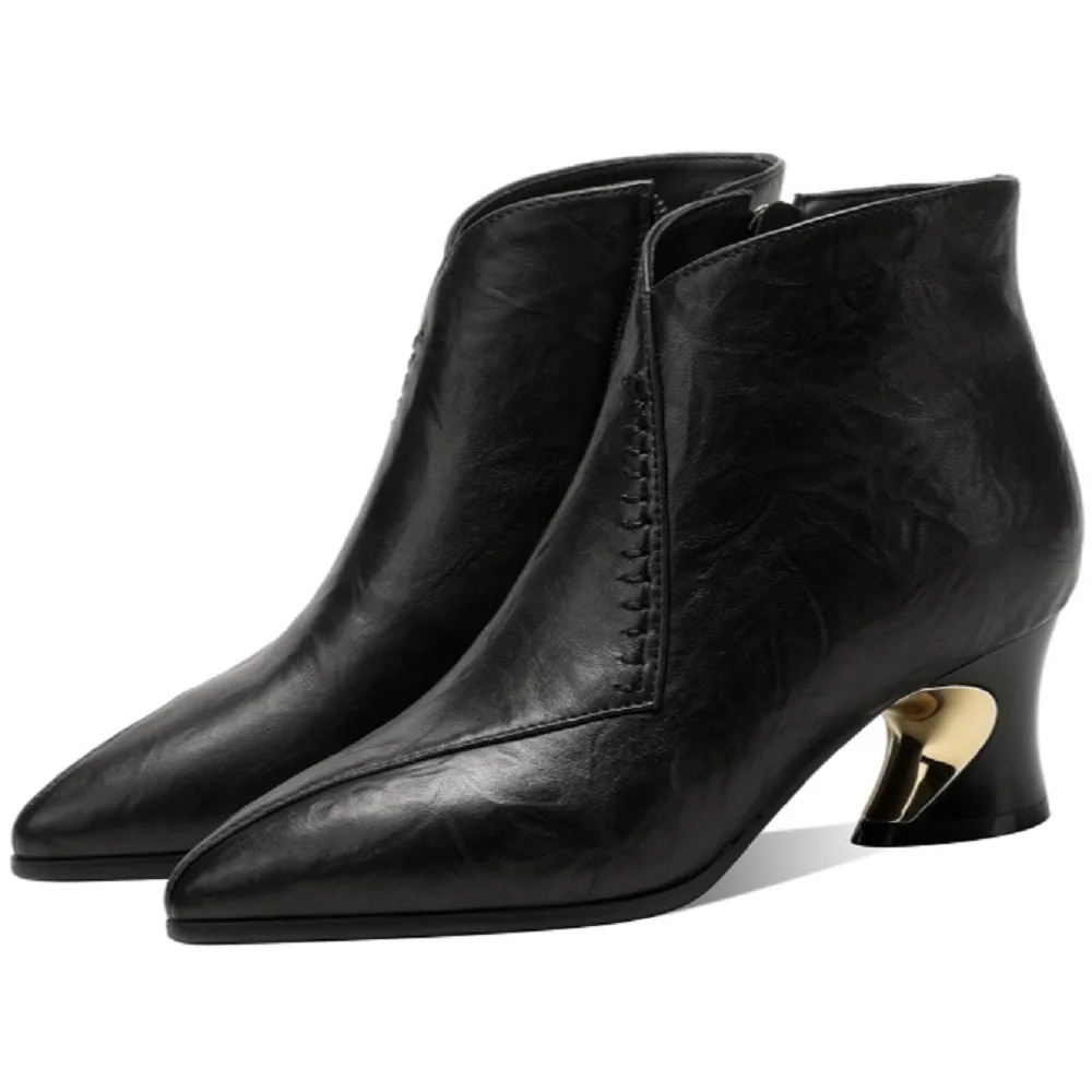 【EUNICE YUN】Брендовые ботинки ручной работы из натуральной кожи с острым носком на