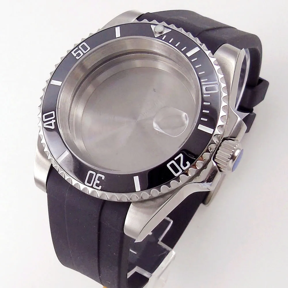 38mm 316L Watch Case Fit For NH35A NH36A ETA2824 PT5000 ST2130 Movement Sapphire Glass Rubber Strap Ceramic Bezel Date Cyclops